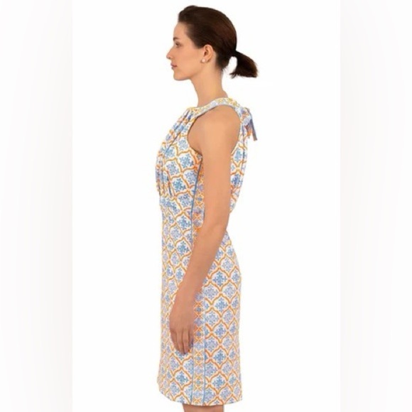 Gretchen Scott Jersey Bougie Dress East India Periwinkle Orange 33980 - Picture 3 of 16